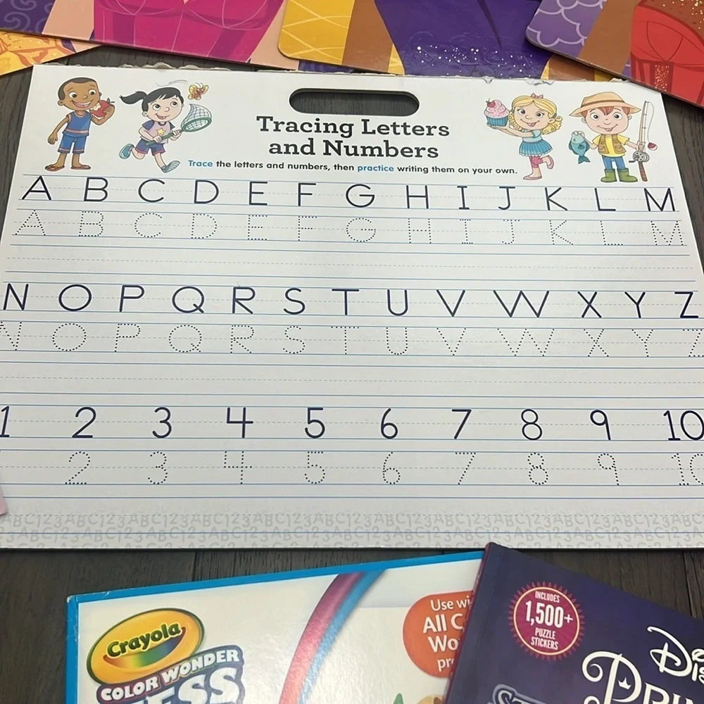 Bundle of children activities and crafts, sticker puzzles, and sticker faces